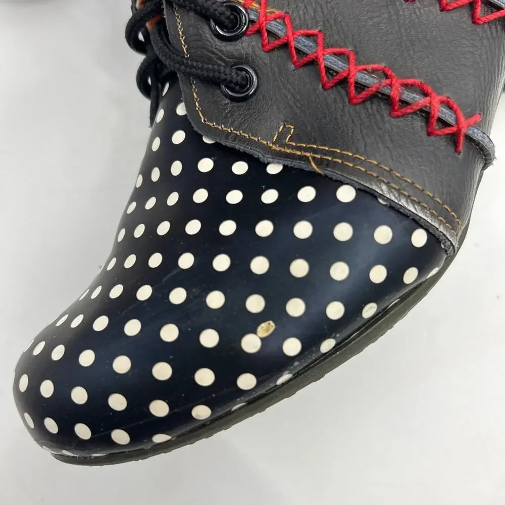 TMA Maia Polka Dot Ankle Boots Booties Sz 8.5 40